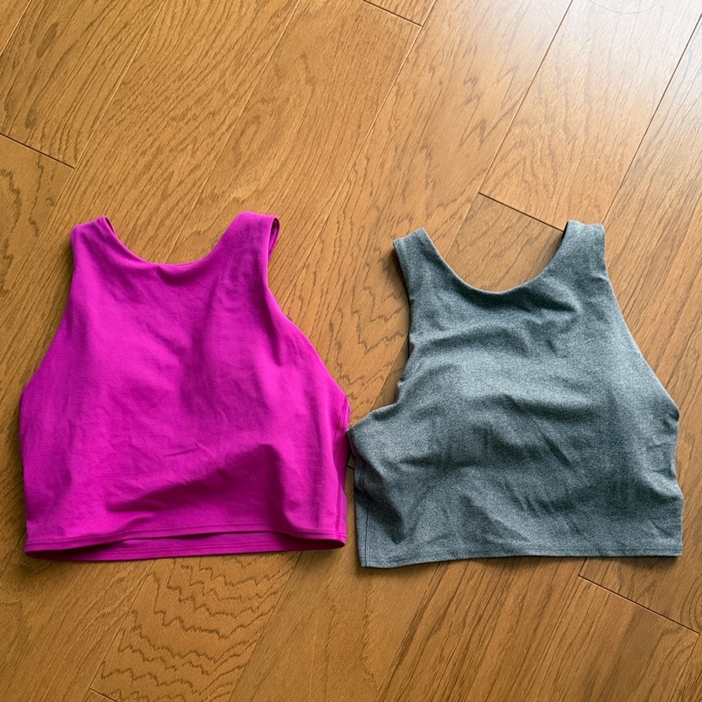 Pink and Gray Athleta Sports Bra Crop Tops